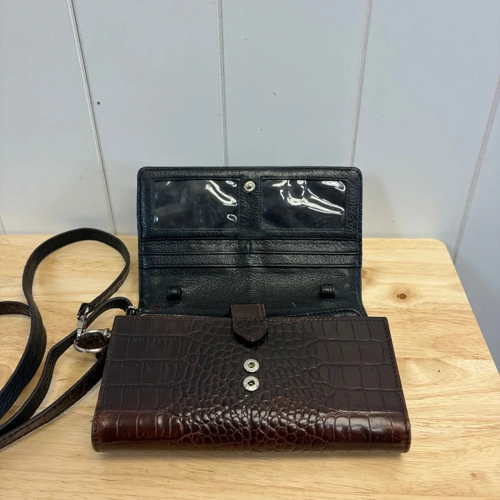 Brighton Western Woven Leather Crossbody Wallet Women Size Small Boho Cowgirl